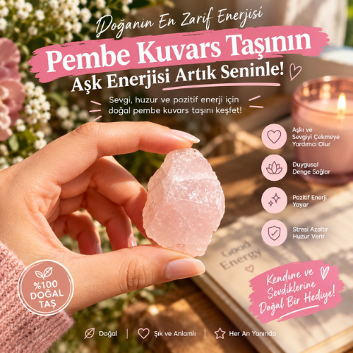 Arındırılmış Saf Pembe Kuvars Yüzük Seti